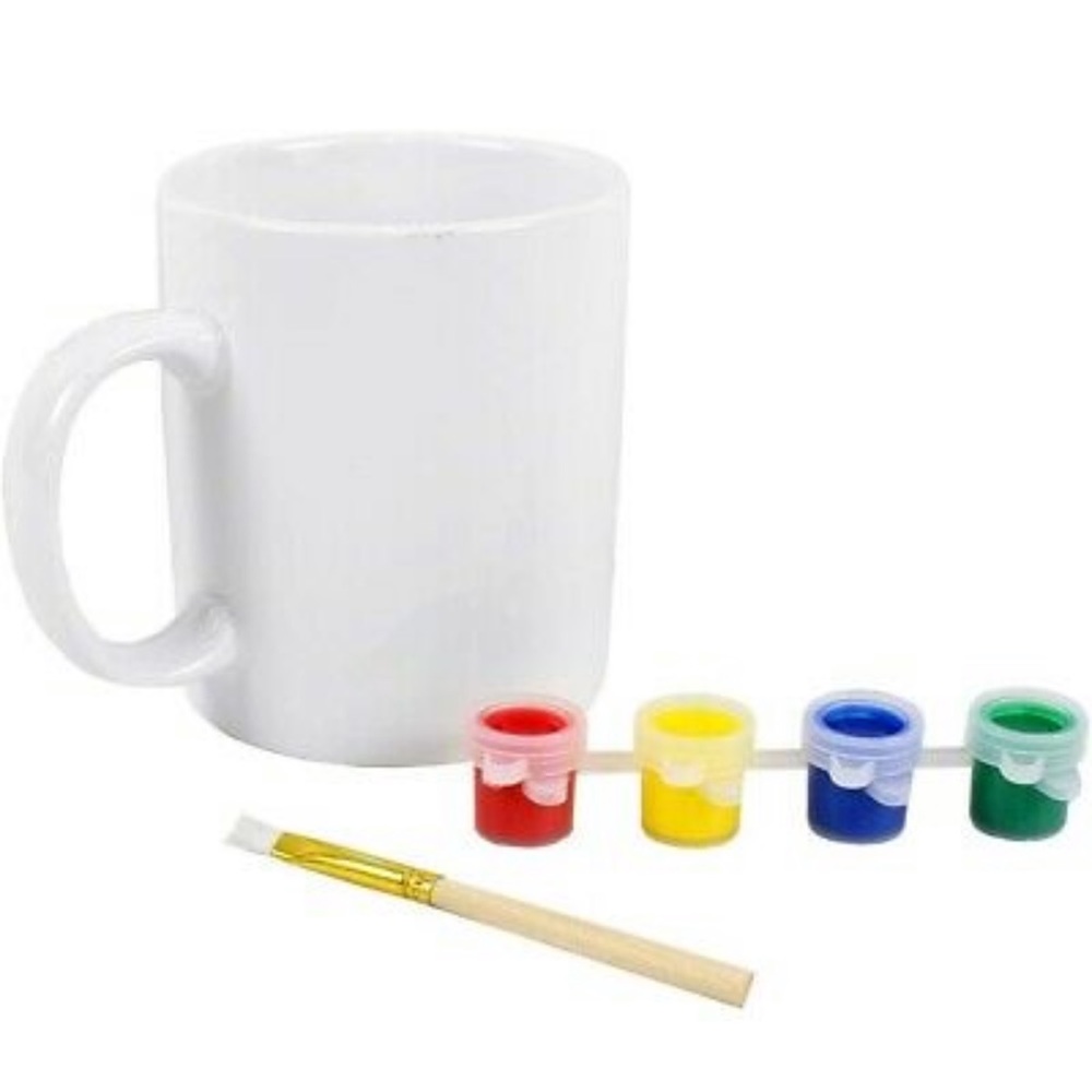 ArtMinds Ceramic Mug Kit, one mug with four paint pots and one brush